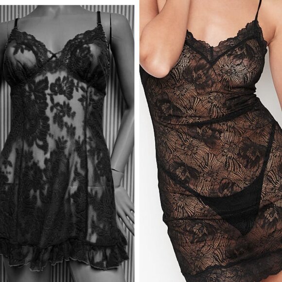 Victoria's Secret Stretch Lace Slip (chemise) with Ruffle Hem - Medium - Picture 1 of 6